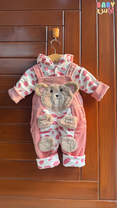 Bear Baby Pink Fur Romper