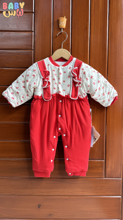 Red Floral Puffy Romper