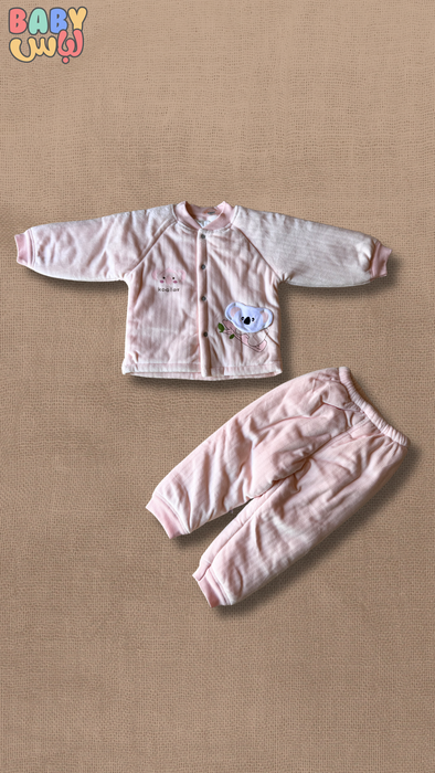 Pink Koala Velour Baby Suit