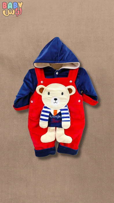 2 Pcs Bear Blue Baby Romper