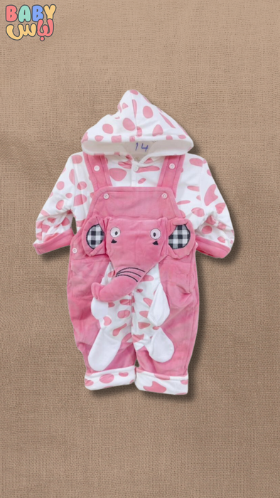 2 Pcs Elephant Pink Baby Romper