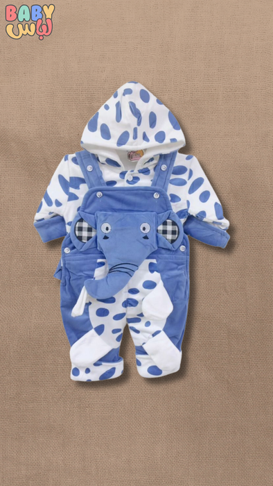 2 Pcs Elephant Blue Baby Romper