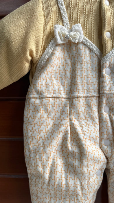 Bow Tie Mustard Baby Romper