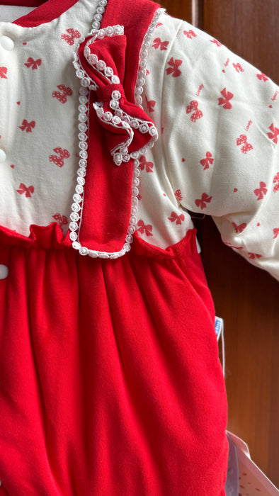 Red Floral Puffy Romper