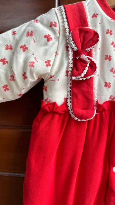 Red Floral Puffy Romper