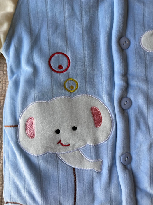 Blue Elephant Velour Baby Suit