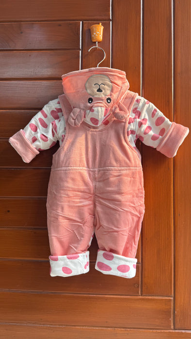 Bear Baby Pink Fur Romper